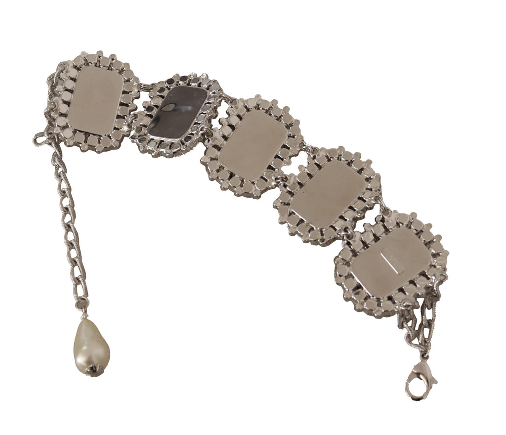 قلادة من الفضة مع سلسلة من الكريستال الشفاف الأسود