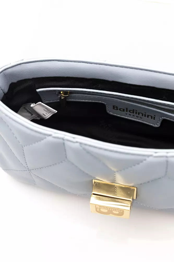 Light-blue Polyurethane Shoulder Bag