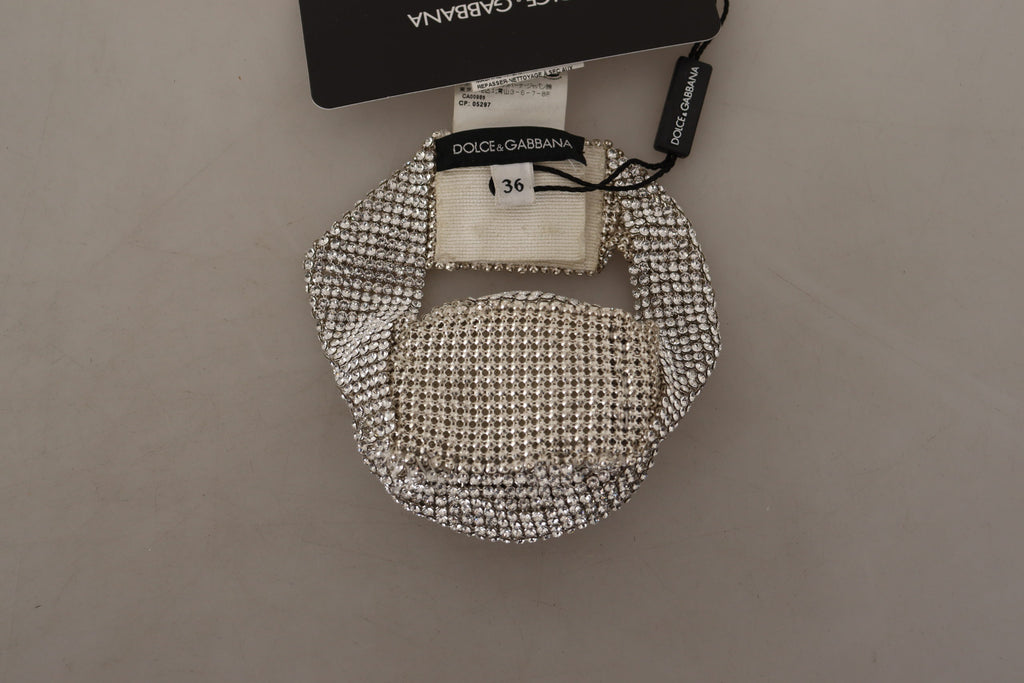 قلادة نسائية على شكل فيونكة من الكريستال الشفاف وسلسلة فضية 