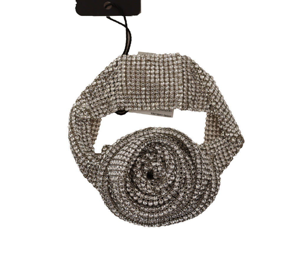 قلادة نسائية على شكل فيونكة من الكريستال الشفاف وسلسلة فضية 