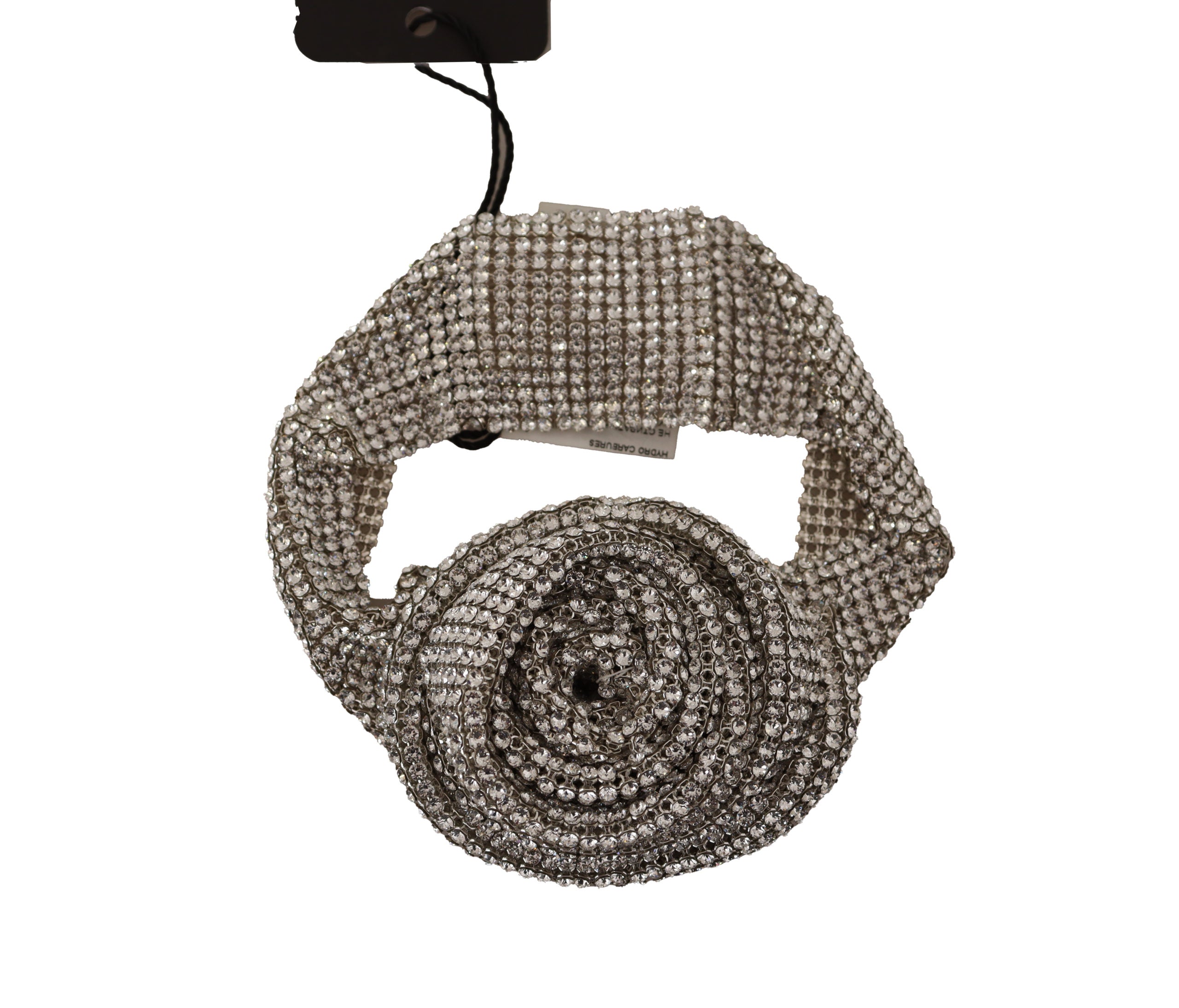 قلادة نسائية على شكل فيونكة من الكريستال الشفاف وسلسلة فضية 