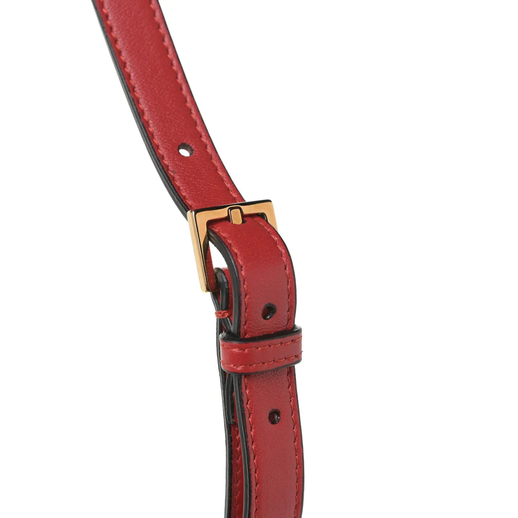 Red Quilted Leather Drawstring Shoulder Bag Bucket Crossbody Handbag